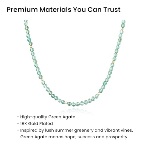ARSIS Genuine Beaded Gemstone Necklace for Women, Colorful Natural Stone Handmade Bead Choker, Personalized Birthstone Necklace, Boho Summer Beach Necklace Layering Stackable Jewelry Gift - color: Emerald (May)