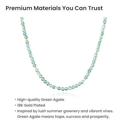 ARSIS Genuine Beaded Gemstone Necklace for Women, Colorful Natural Stone Handmade Bead Choker, Personalized Birthstone Necklace, Boho Summer Beach Necklace Layering Stackable Jewelry Gift - color: Emerald (May)