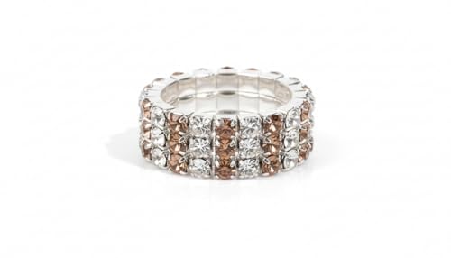 Sparkling Rhinestone Ring Set Trendy Elastic Rhinestone Crystal Stretch Ring Stackable Jewelry for Women Girls - color: 3 Rows Ring-Silver+White+Crystal Yellow