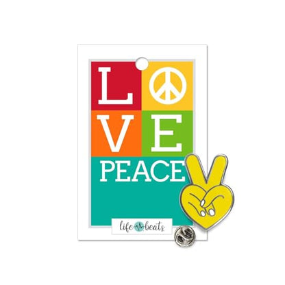 Inspirational Enamel Pin by LifeBeats | Cute Pin for Clothes, Jackets, Hats, Bags, and Lanyards | Hat Pin Comes with a Greeting Card | Lapel Pin with Sturdy Backing - style: Peace Heart