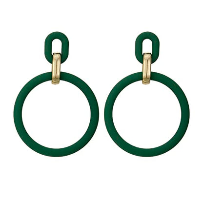 RUOFFETA Acrylic Rectangle Earrings, Fashion Acrylic Square/Oval/Hoop Statement Drop Earrings for Women - color: Dark Green Hoop