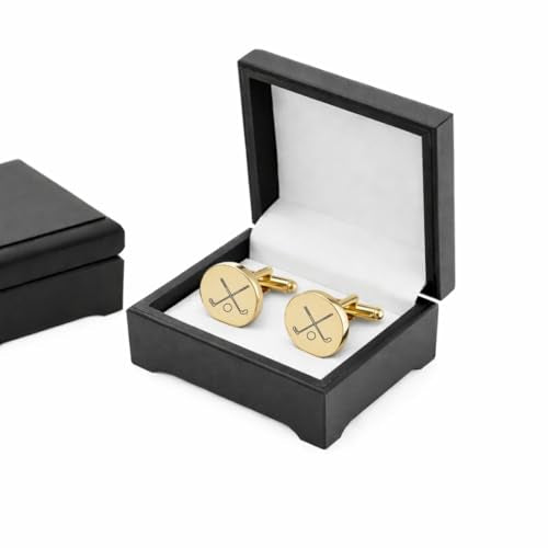 Personalized Gold Cufflinks For Golfers Engraved Free - Custom Golf Gift - Father's Day | Free Engraving Ships From USA