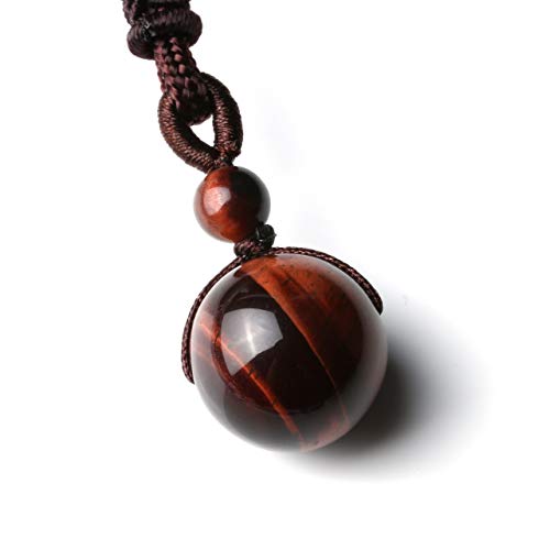 Jovivi Healing Crystals Necklace Natural Tiger Eye Amethyst Lucky Blessing Protection Chakra Beads Stone Pendant for Women Men Adjustable - color: Red Tiger Eye