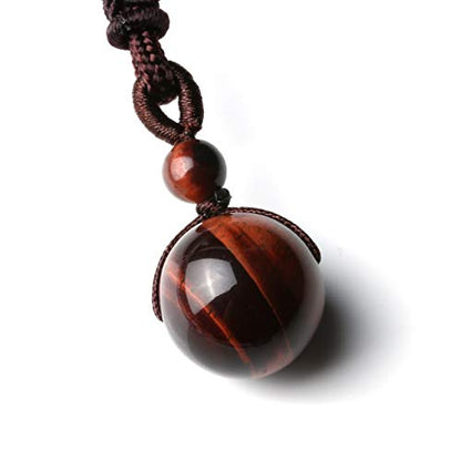 Jovivi Healing Crystals Necklace Natural Tiger Eye Amethyst Lucky Blessing Protection Chakra Beads Stone Pendant for Women Men Adjustable - color: Red Tiger Eye