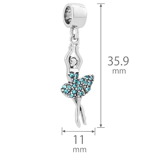 NARTGO Sparkling Dancing Women with Colorful Birthstone Charm Compatible with Pandora Bracelets Birthday Mother's Day Christmas Jewelry Gifts - color: December Lake Blue