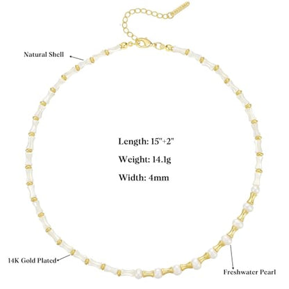 KissYan Beaded Choker Necklace for Women, Colorful Natural Gemstones Pearl Choker 14K Gold Plated Pendant Healing Crystal Necklace Handmade Stone Jewelry Gift | 14K Gold Plated Pendant Necklaces, Natural Gemstones Pearl Choker, Healing Crystal Chain, Hand