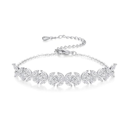 14K Gold Moissanite Tennis Bracelet For Women, D Color VVS1 Brilliant Cut, Adjustable Bracelet, Delicate Valentine's Day Gift - color: Flower Style-2