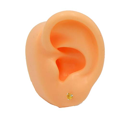 925 Sterling Silver 4mm Heart Birthstone CZ Stud Earrings 33210 (Choose Your Color) (Nickel Free) - color: Yellow