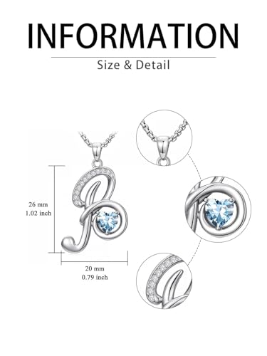A to Z Initial Birthstone Pendant Necklaces Name Jewelry for Women | 18K White Gold Plated Personalized Alphabet Jewelry Anniversary Christmas Birthday Gifts for Wife Her Daughter Girlfriend - color: B Initial-03-Mar