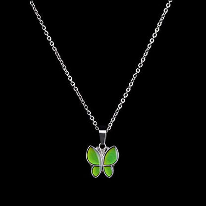 FM FM42 Temperature Sensing Color Changing Pendant Necklace with 19.29" Stainless Steel Rolo Chain - color: Butterfly-2