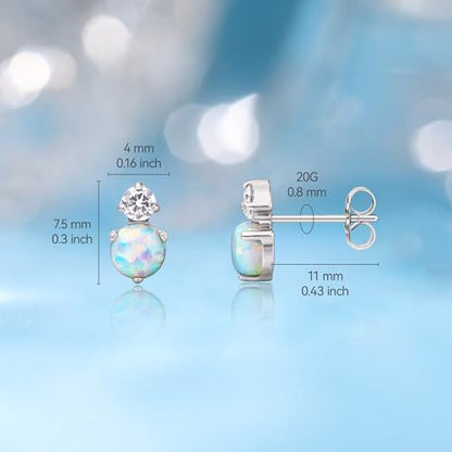 Limerencia G23 Pure Titanium Hypoallergenic Earrings | F136 Implant Grade Titanium Jewelry for Sensitive Ears - color: CZ + White Opal