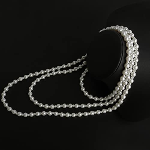 Long Pearl Necklaces for Women Cream White Faux Pearl Strand Layered Necklace Costume Jewelry - color: Cream White-1