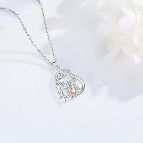 Heart Animal Necklace 925 Sterling Silver Cute Animal Pendant Jewelry Birthday Gifts for Women Girlfriend Mom Animal Lovers - style: 3-3 Highland Cow