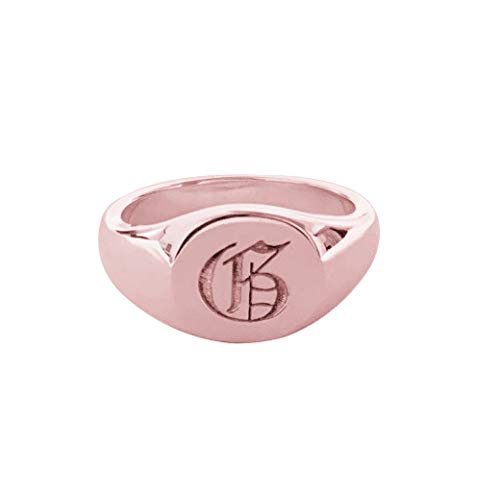 Personalized Old English Initial Ring Custom Letter Ring Small Signet Ring for Women - color: Rose Gold