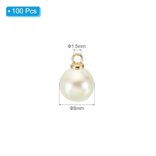 PATIKIL Pearl Charm, 100pcs Pearl Beads Faux Pearl Pendant Charm DIY for Jewelry Making Bracelets Earrings Necklace Crafts - color: Golden Beige, size: 8mm
