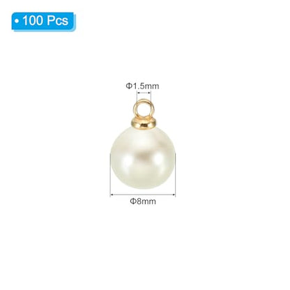 PATIKIL Pearl Charm, 100pcs Pearl Beads Faux Pearl Pendant Charm DIY for Jewelry Making Bracelets Earrings Necklace Crafts - color: Golden Beige, size: 8mm