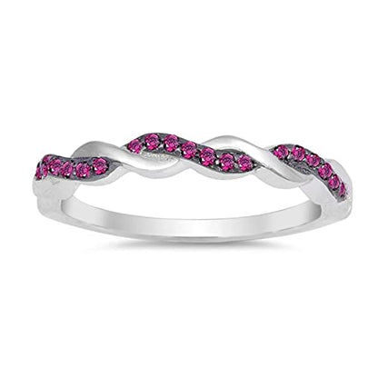 CHOOSE YOUR COLOR Sterling Silver Infinity Knot Ring - color: Red (Simulated Ruby)