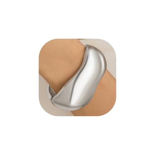 Gold/Silver Cuff Bangle Bracelets For Women Chunky Waterdrop Twisted Hinged Bangle Bracelets Minimalist Arm Cuff Bracelet Jewelry Gifts - color: 3Silver