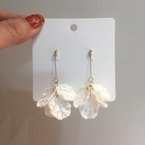 Seashell Pearl Stud Earrings for Women Ocean Sea Theme Sweet Double Layer Acrylic Shell Lightweight Dangle Drop Earrings for Summer Beach Holiday Halloween Party Jewelry Accessories - color: Long shell earrings