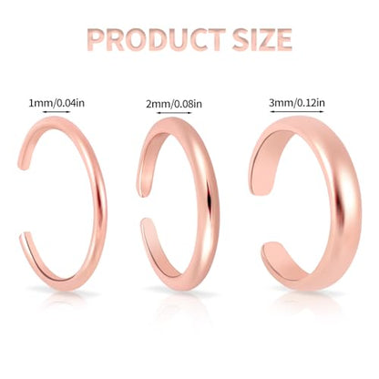 Mikovivi 3pcs Adjustable Toe Rings, Thin Open Band Toe Rings Elegant Summer Beach Foot Jewellery for Woman - color: Rose Gold