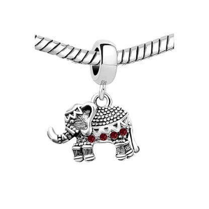 KunBead Elephant Birthstone Dangle Bead Birthday Charms Compatible with Pandora Bracelet for Women - color: January