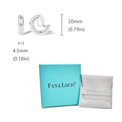 FAN&LOUIS Gold Clip On Hoop Earrings,Gold Silver Chunky Small Open Hoops Clip-On Earrings for Women Trendy Non-Pierced Ears Lightweight Teen - style: Silver