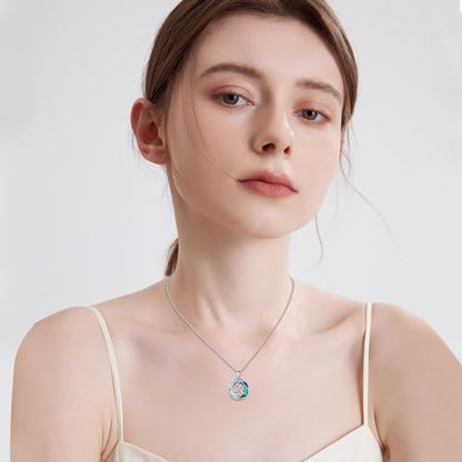 JUSTKIDSTOY Birthday Gifts for Women Girls 925 Sterling Silver Celtic Moon Star Necklace with Blue Crystal Pendant Jewelry for Sister Friends - style: 20th