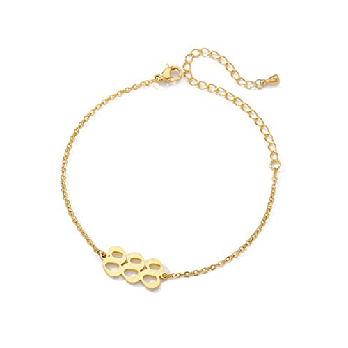 PAMTIER Angel Number Ankle Bracelet for Women Adjustable Chain | Stainless Steel, Dainty Simple Numerology Jewelry Gift - color: 5.5+2.8inch, Gold 888