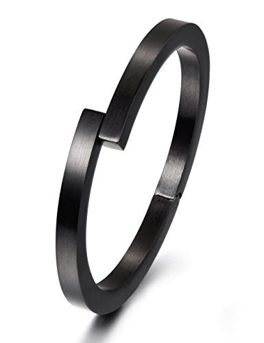 Silver Men's Cuff Bracelets, Black Magnetic Clasps Bangle Bracelet for Men,14K Gold Stainless Steel Metal Cool Antique Retro Open Bracelet for Father Dad Papa, 6.5"-8.0" Inner Circ. - color: 8.0" Inner Circ.&Black