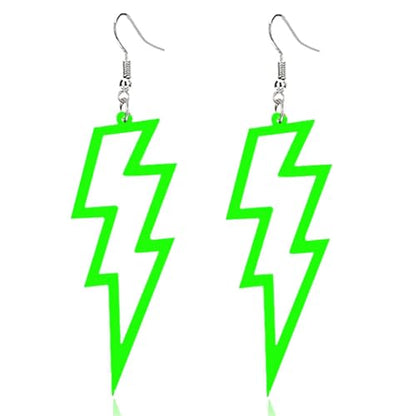 ONLYJUMP Acrylic Exaggerated Lightning Earrings Statement Punk Retro Geometric Delicate Neon Personalized Earrings Accessory Jewelry for Women - color: Green