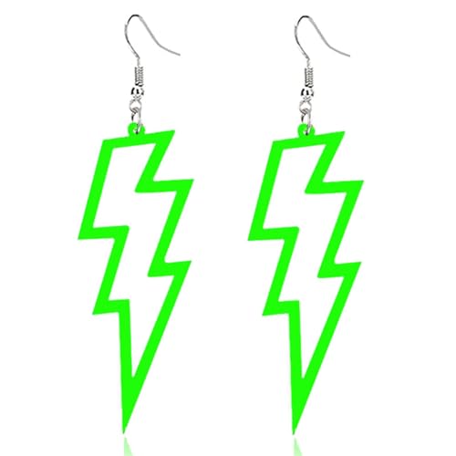 ONLYJUMP Acrylic Exaggerated Lightning Earrings Statement Punk Retro Geometric Delicate Neon Personalized Earrings Accessory Jewelry for Women - color: Green