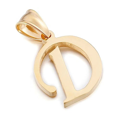 Initial Charms Gold Initial Pendant 14k Gold Letter Charm Name Pendant for Women and Men - style: D