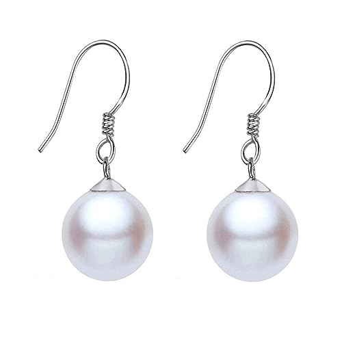 Sterling Silver Big Pearl Earrings for Women Freshwater Cultured Pearls Dangle Drop Earring Jewelry for Women Large Round White Pearl Studs Earrings - color: Style C