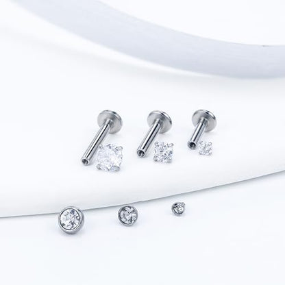 14G Lip Rings Stainless Steel Tragus Helix Conch Piercing Jewelry Snake Bite Piercing Monroe Lip Rings Labret Medusa Cartilage Lobe Earrings Piercing Jewelry Cubic Zirconia 2MM 3MM 4MM - color: 6MM 8MM 10MM-Silver,2mm/3mm/4mm