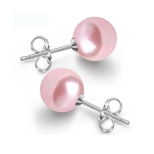 10/12mm Ocean Shell Pearl Stud Earrings Multicolor Shell Beads Pearl Stud Earrings Fashion Jewelry for Women - color: 12MM Pink