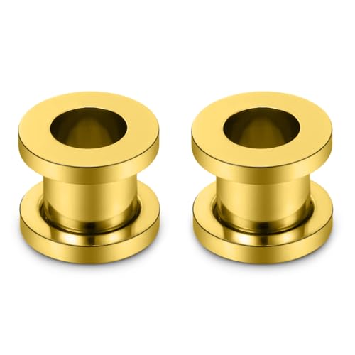 Astm F136 Titanium Ear Gauges Screw Fit Flesh Tunnels Plugs Gauges Earring Expander Stretcher Ear Tunnels For Ears 10G 8G 6G 4G 2G 0G 00G Plug Earrings Body Piercing Jewelry For Women Men - color: 0G Tunnels, Gold