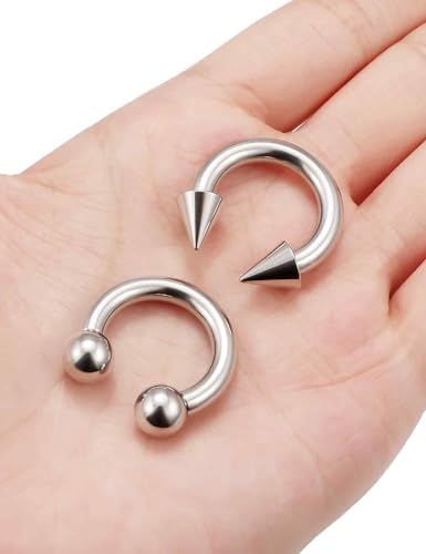 ASTM F136 Titanium 20/18/16/14/12/8/6/4/2g Internally Threaded Horseshoe Nose Septum Ring Gauge Earrings Lip Rings Prince Albert Jewelry Hoop Piercings for Women Men - size: 6g*16mm