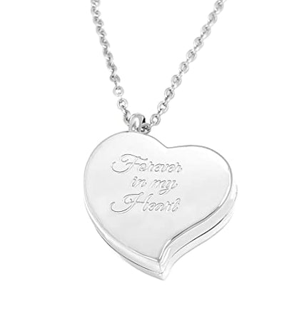 Amour Heart Pill Necklace - Polished Heart Locket with Strong Magnetic Closure - Medication Necklace - Keep Your Medication Securely with You at All Times - 26 Inch Chain - color: Silver - Forever in My Heart
