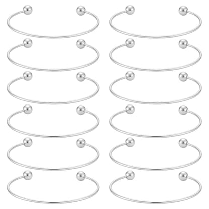 UNICRAFTALE 12Pcs Adjustable Wire Blank Bracelet Stainless Steel Torque Bangles Cuff Bangles with Soldered Round Beads Blank Bracelet for Crafting DIY Jewelry Making