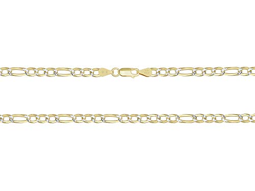 925 Sterling Silver Men's 2 Tone 5.9mm Diamond-Cut Figaro Chain Link Bracelet Made in Italy