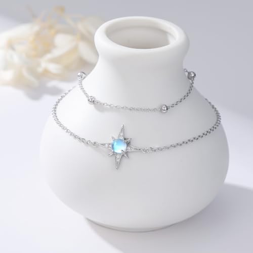 Moonstone Bracelet for Women 925 Sterling Silver Moonstone Bracelet Adjustable Jewelry Gift for Women - style: Star Bracelet #2