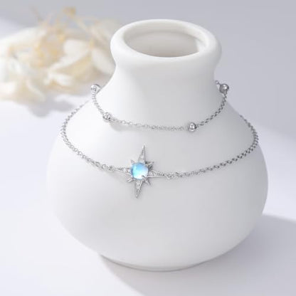 Moonstone Bracelet for Women 925 Sterling Silver Moonstone Bracelet Adjustable Jewelry Gift for Women - style: Star Bracelet #2