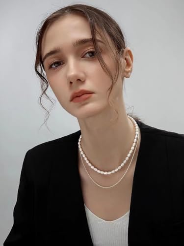 White Genuine Freshwater Cultured Pearl Necklace For Women And Men | Full Sizes from 3mm to 14mm Freshwater Pearls, AAA Grade & Above, A Love Gift Choice For Anniversaries And Birthdays - size: 6mm