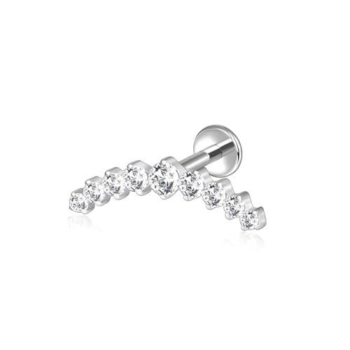 Lantine G23 Titanium Helix Piercing Jewelry Opal 16g Flat Back Stud Earrings Climber Labret Cartilage Tragus Daith Piercing Jewelry - color: 9 Cz, size: 16g 8mm