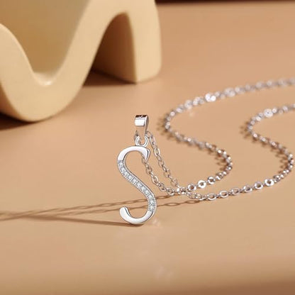 VIKI LYNN Dainty Initial Letter Pendant Necklace for Women | Cubic Zirconia Initial Jewelry, Personalized Letter Necklace, Dainty Women Jewelry, Birthday Gift Idea for Her, Mom and Wife - color: Silver, style: Silver-S