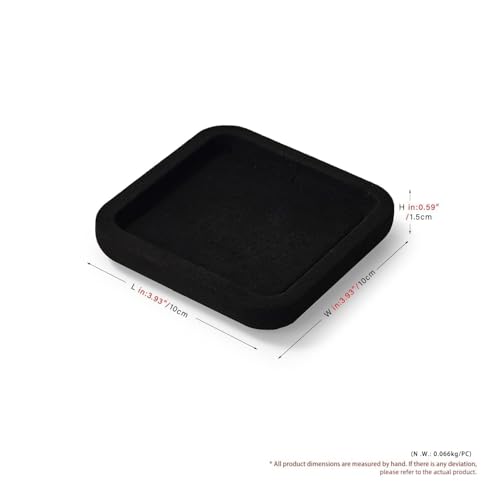 Microfiber Jewelry Trays Stackable Ring Earring Bracelet Necklace Bangle Watch Display Tray Drawer Organizer 3.93 * 3.93 * 0.59inch (Black - color: Black, size: 10*10cm Tray