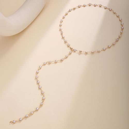 Rainbow Beaded Lariat Necklace for Women Boho Colorful Adjustable Jewelry Lightweight Dainty Chain for Everyday Vacation Wear - color: White CZ