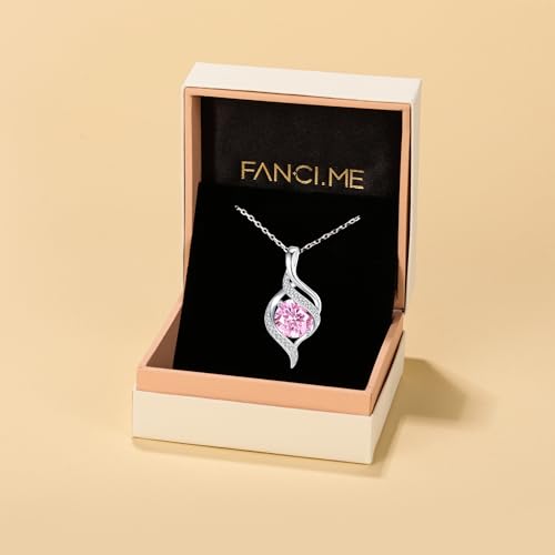 FANCIME Birthstone Necklace for Women Jewelry Gift for Her | Infinity Love Pendant Sterling Silver, Birthday Gift for Women, Adjustable 16+2" - color: 10 - Created Pink Tourmaline
