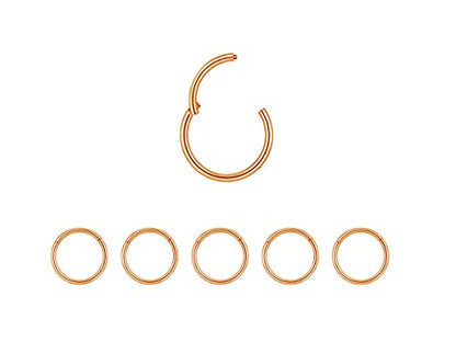 5Pcs 16G 18G Surgical Steel Nose Rings Hoop Tragus Septum Cartilage Hoop Earrings For Women Men Body Piercing Jewelry Kit Bar Length 6mm/8mm/10mm/12mm/14mm - style: 5Pcs -18G - Rose Gold - 6mm