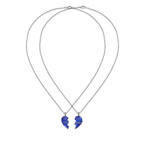 FM FM42 Temperature Sensing Color Changing Pendant Necklace with 19.29" Stainless Steel Rolo Chain - color: BFF Necklace Set, Pack of 2